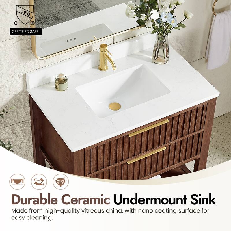 Tehran Bath Vanity with Composite Stone Top without Mirror