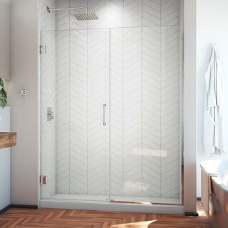 DreamLine Unidoor Plus 53-53 1/2 in. W x 72 in. H Frameless Hinged Shower Door - 53" - 53.5" W - 53" - 53.5" W