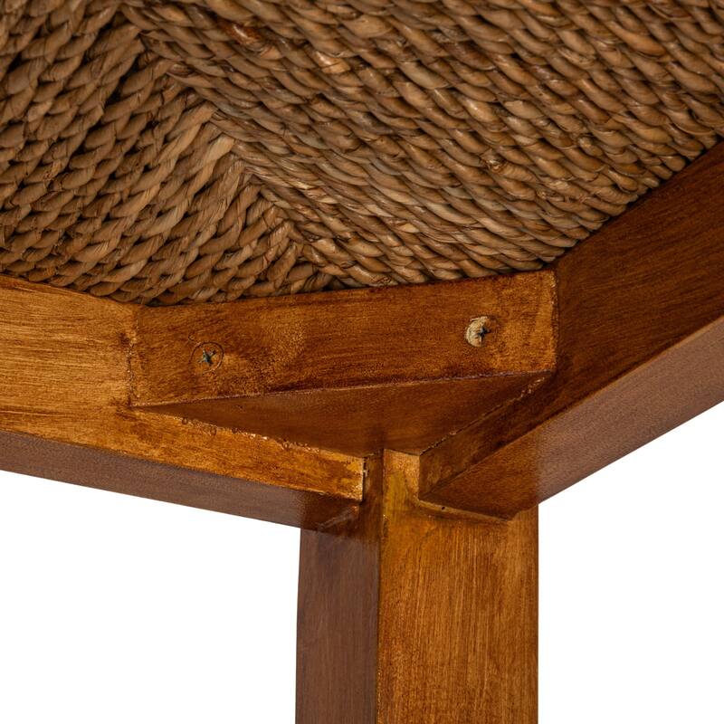 Willowbrook Wood and Seagrass Backless Counter Stool