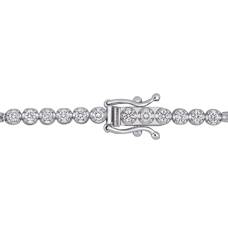 Miadora 1 7/8ct TW Diamond Oval Station Bracelet in 14k White Gold