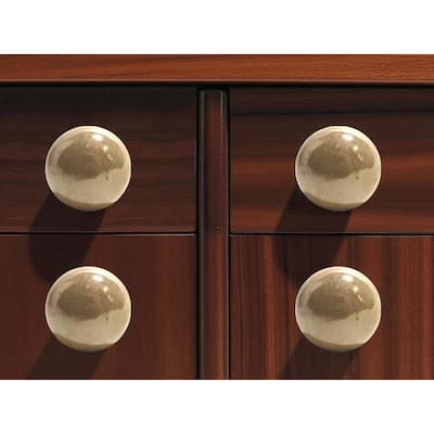 HomeRoots Set of Six Tan Ceramic Mushroom Shape Drawer Pull Knobs - 1.50 in. x 1.00 in. x 1.50 in.