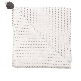Crane Baby White and Black Stitched Stripe Blanket