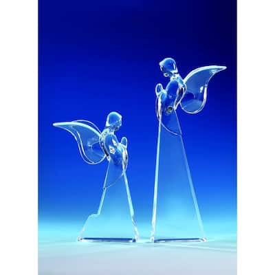 4 Clear Icy Crystal Religious Christmas Butterfly Angel Figurines 7.5"