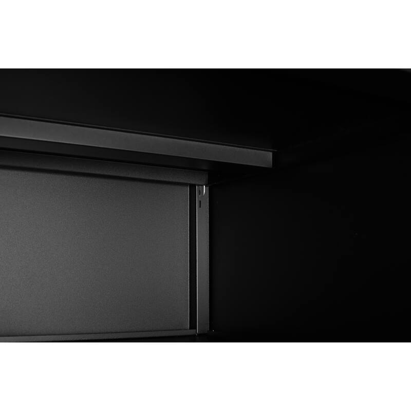 Metal Double-Door Printer Cabinet - 360° Lockable Casters, Crafted From Steel - Black