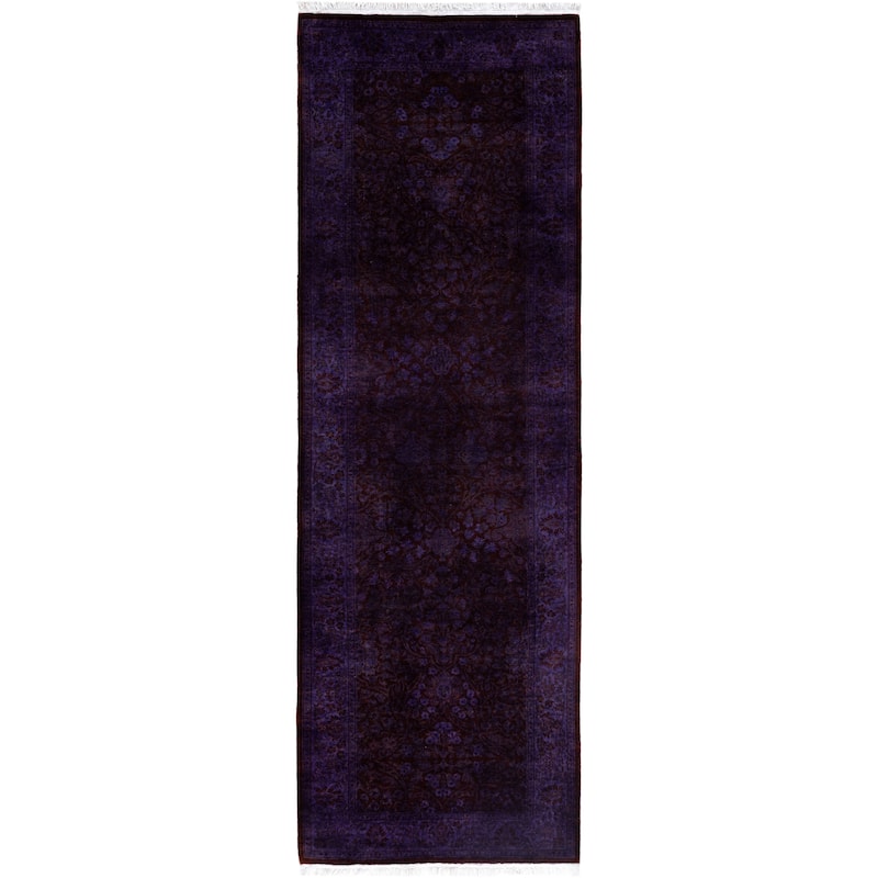 Overdyed One-of-a-Kind Hand-Knotted Runner Rug - Purple - 2' 8" x 8' 3"