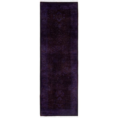Overdyed One-of-a-Kind Hand-Knotted Runner Rug - Purple - 2' 8" x 8' 3"