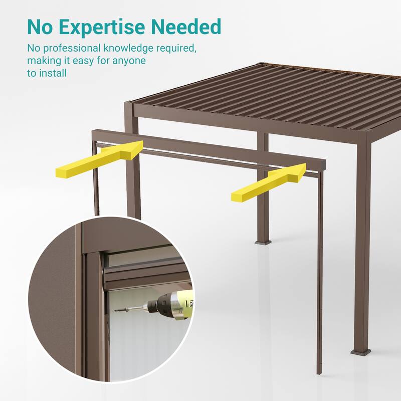 BONOSUKI Adjustable Height Pull Down Privacy Screen for 10FT/12FT/13FT Pergola (Screen Only)