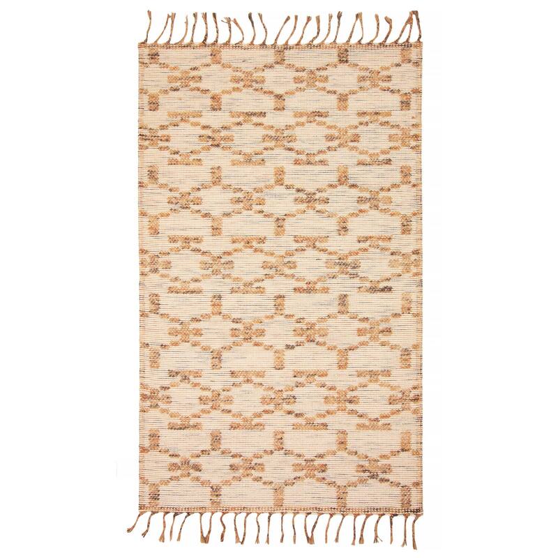 ECARPETGALLERY Braid weave Sienna Tan Wool Rug - 5'0 x 8'2 - Tan - 5'0 x 8'2