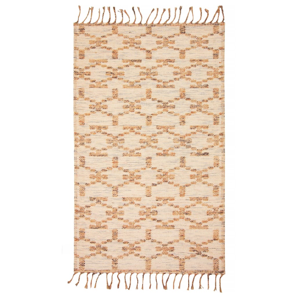 ECARPETGALLERY Braid weave Sienna Tan Wool Rug - 5'0 x 8'2