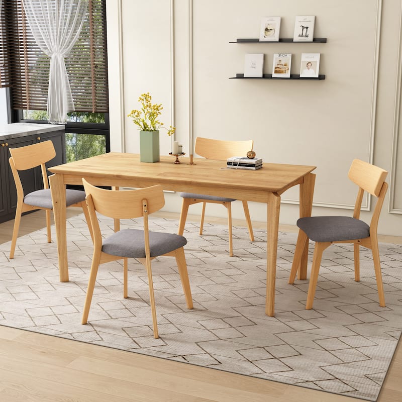 Christopher Knight Home-Chazz Mid-Century Modern Upholstered Rubberwood Dining Chairs (Set of 2/4) - 4-Piece - Dark Grey+Natural