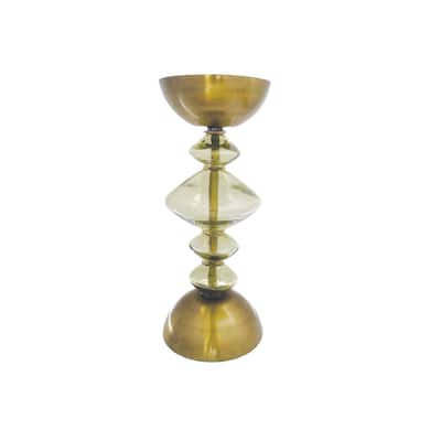 Reclaimed Glass and Metal Decorative Pillar Candle Holder