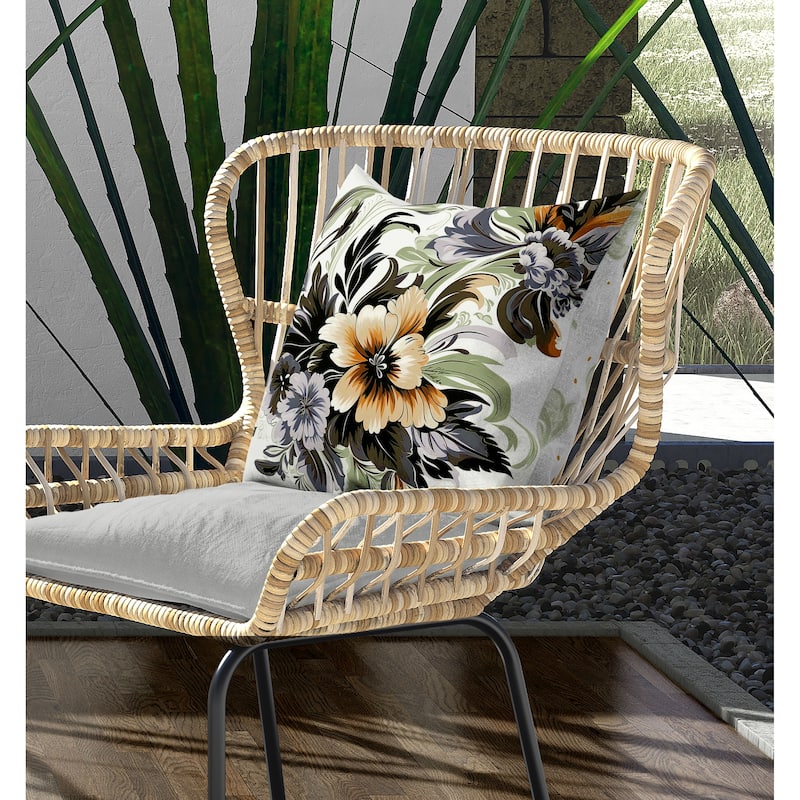 Botanic Bliss Indoor/Outdoor Reversible Throw Pillow Olive and Green