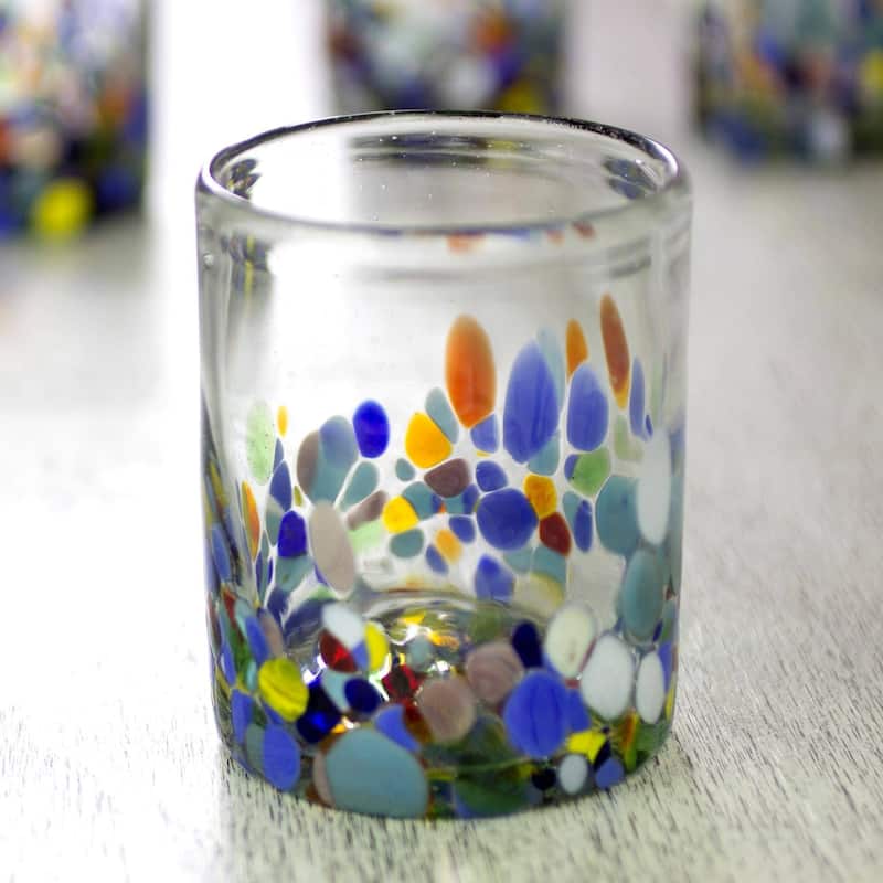 Novica Handmade Confetti Festival Blown Glass Juice Glasses (Set Of 6)
