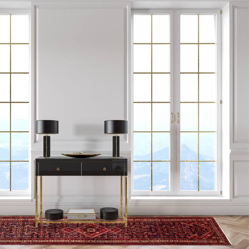 ECARPETGALLERY Hand-knotted Andelz Dark Navy Wool Rug - 3' 1" x 10' 6"
