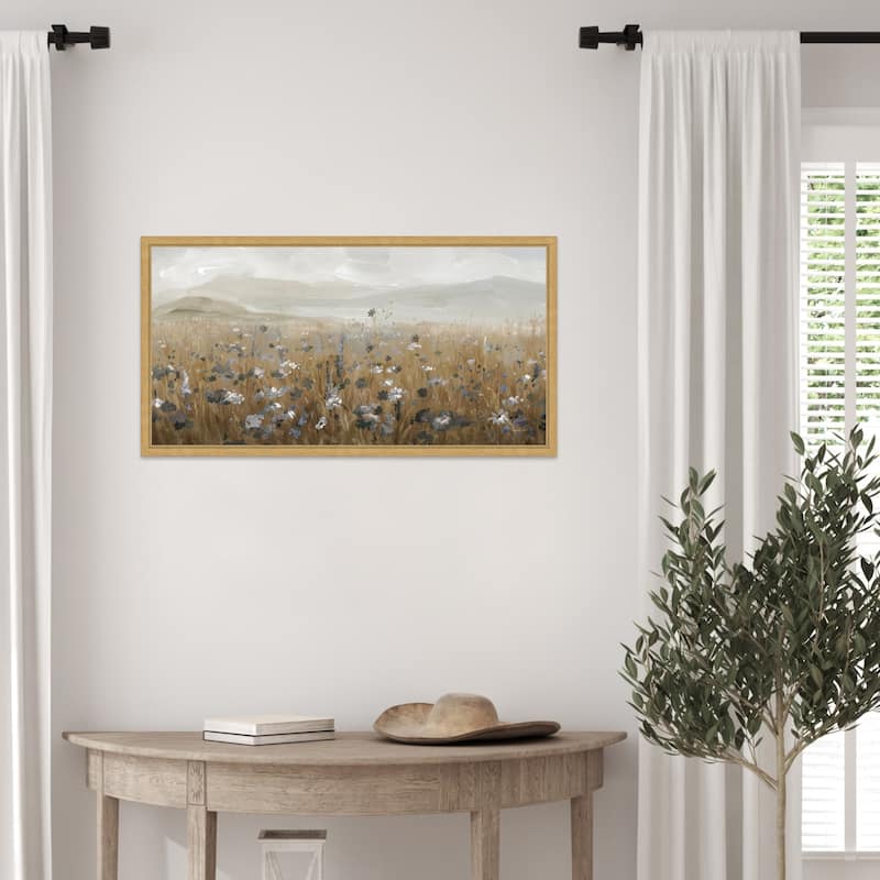 Field of Flowers Neutral by Danhui Nai Framed Canvas Wall Art Print