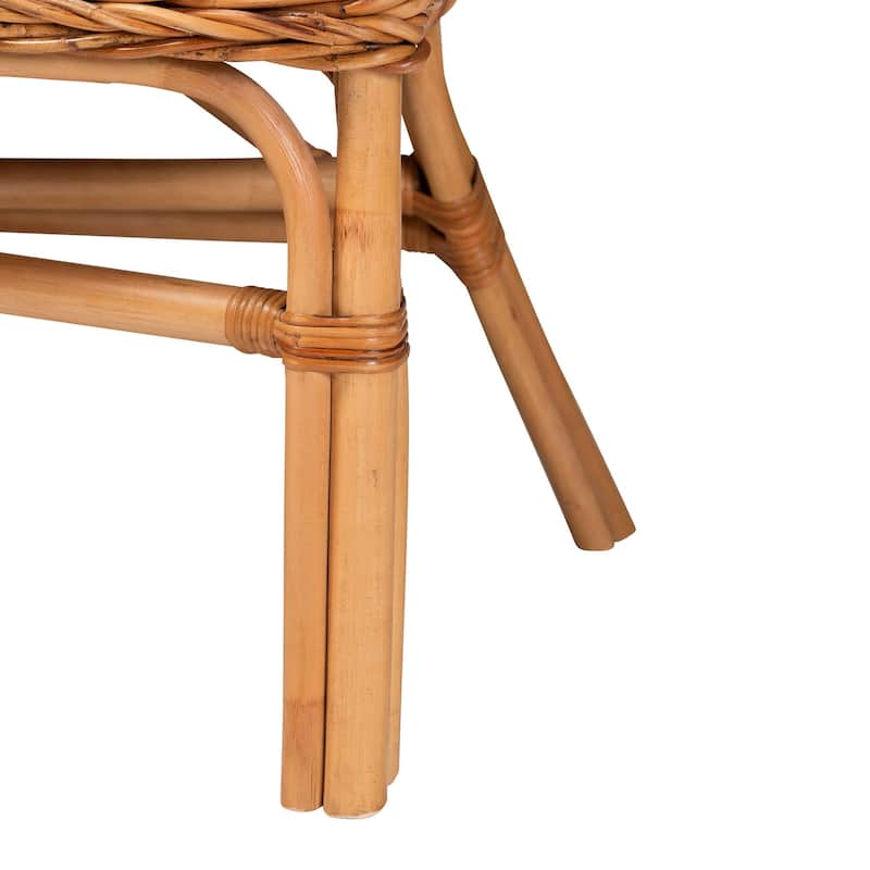 Nella Bohemian Natural Brown Finished Wood and Rattan 3-Piece Dining Nook Set