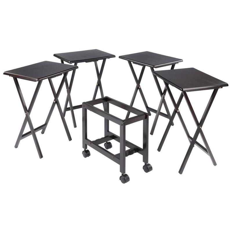Allen 5-Pc Snack Table Set, Coffee - 9.21 x 19.06 x 31.97 inches