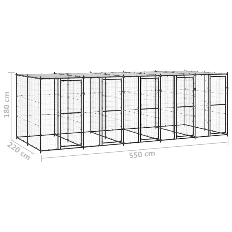 vidaXL Outdoor Dog Pen Pet Crate Kennel Cage Playpen House for Yard Steel