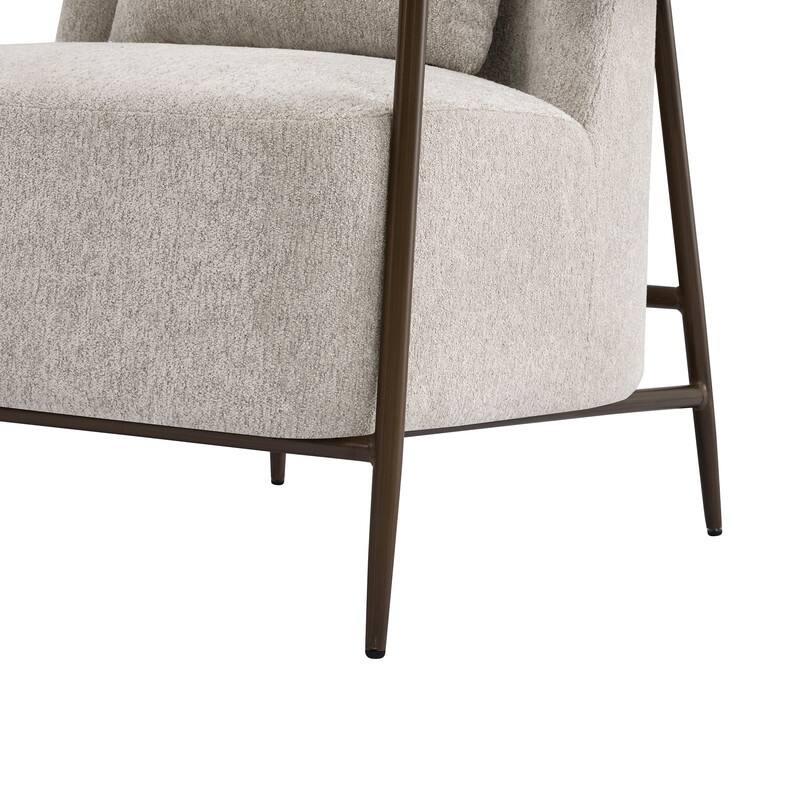 Spruce & Spring Anthony Modern Upholstered Faux Sherpa Chair with Wood Arms&Metal Legs