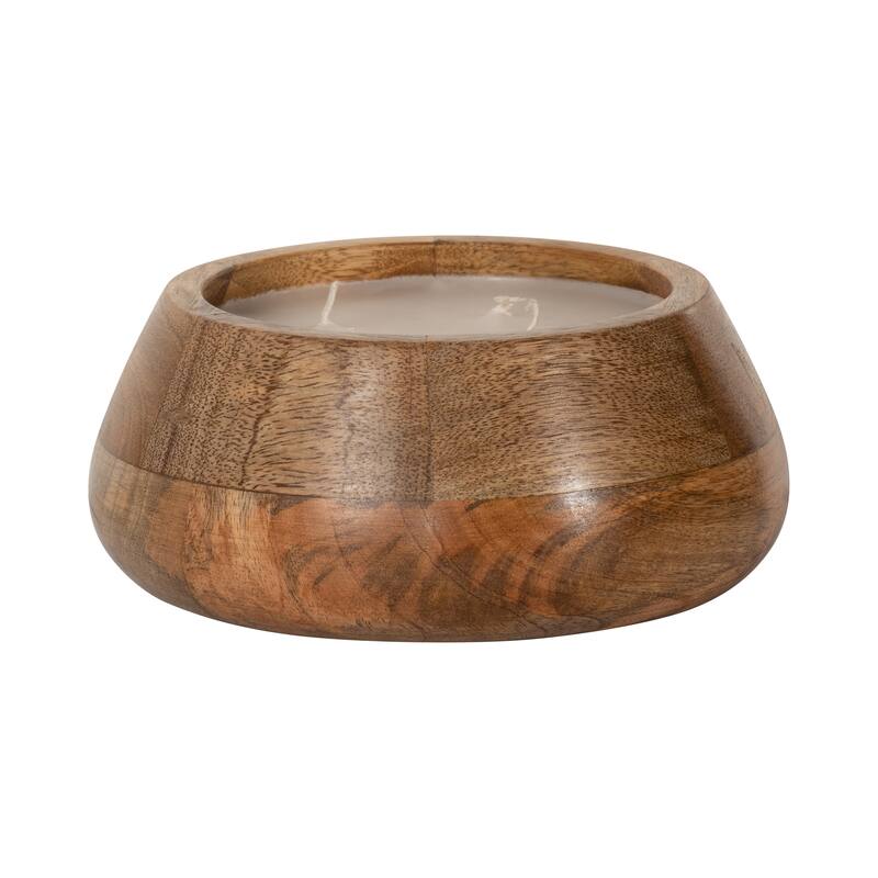 Sagebrook Home Vanilla Modern Wood Bowl Candle, Natural, Round, 3"H, Wood