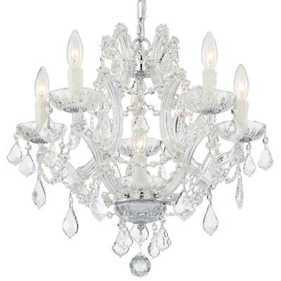 Maria Theresa 6 Light Clear Italian Crystal Chrome Mini Chandelier - 20'' W x 17'' H