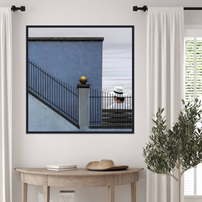 Lady with a white hat by Gilbert Claes Framed Canvas Wall Art Print