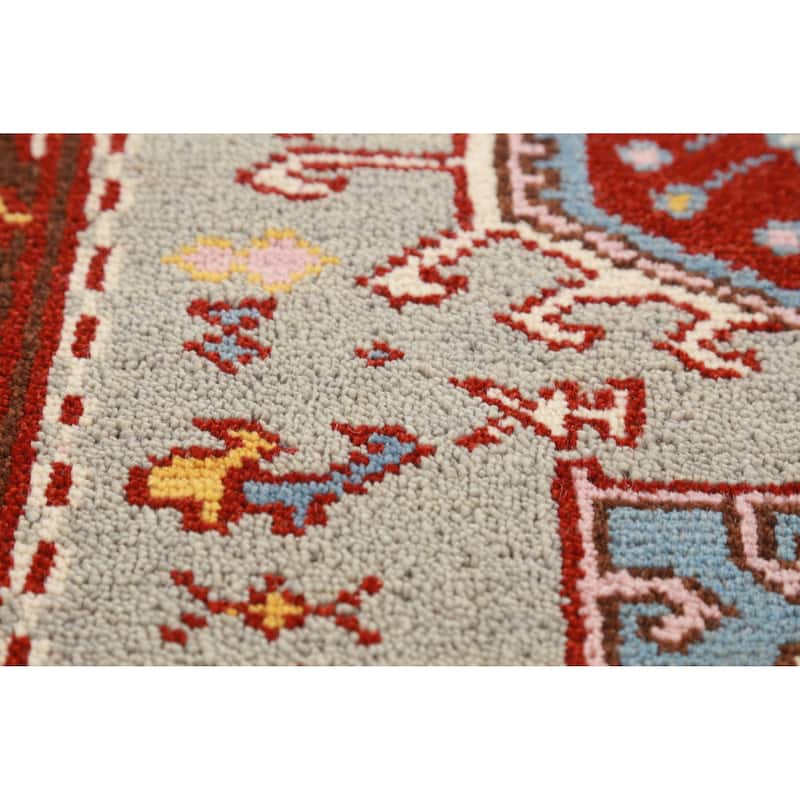 Hand Knotted Oriental 100% Wool Carpet Transitional Geometric Green Khotan Runner Rug - 9' 8'' X 2' 6''