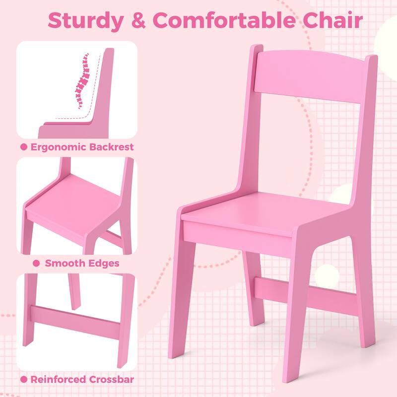Gymax Kids Study Desk & Chair Set Children Wooden Craft Table w/ Chair
