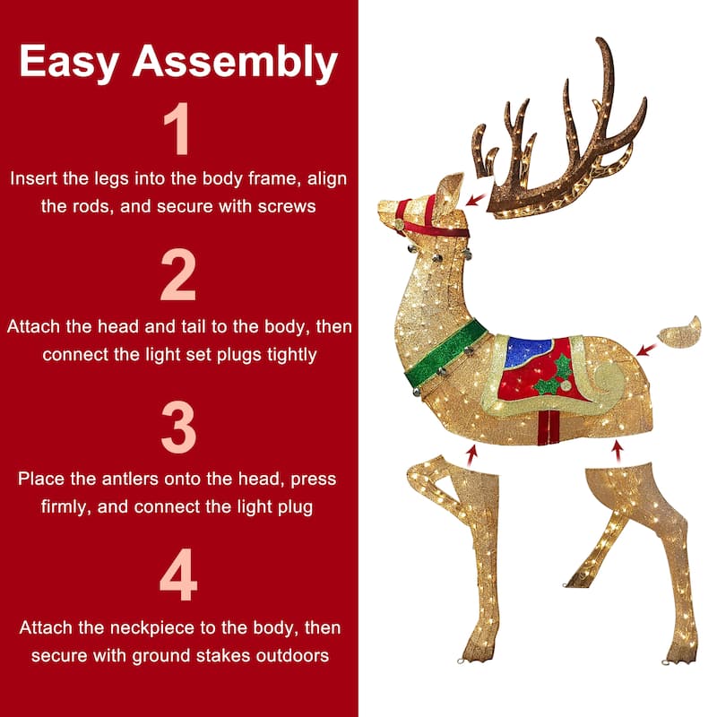 Puleo International 8' Outdoor Christmas Reindeer with 320 Warm White LED Lights - Brown