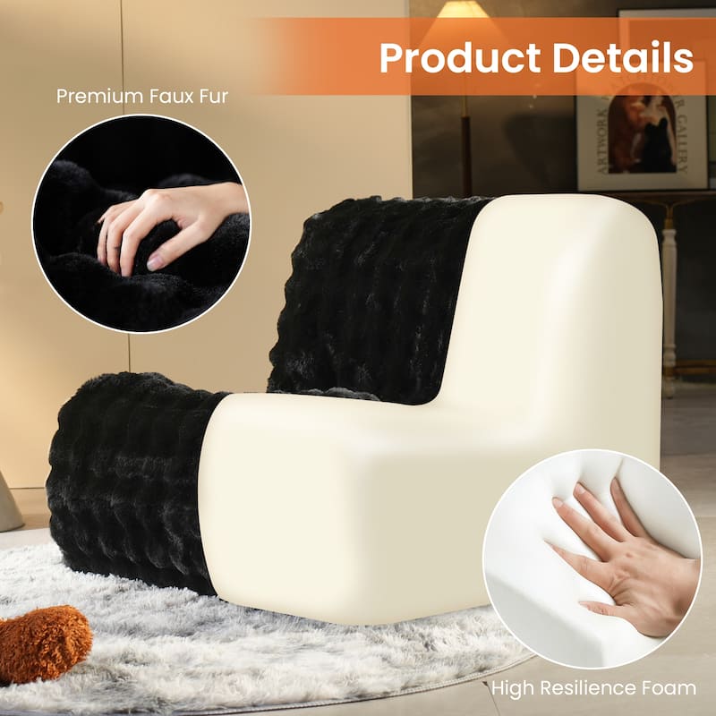 XIZZI Modern Plush Sectional Chaise Couch with Bean Bag Chair