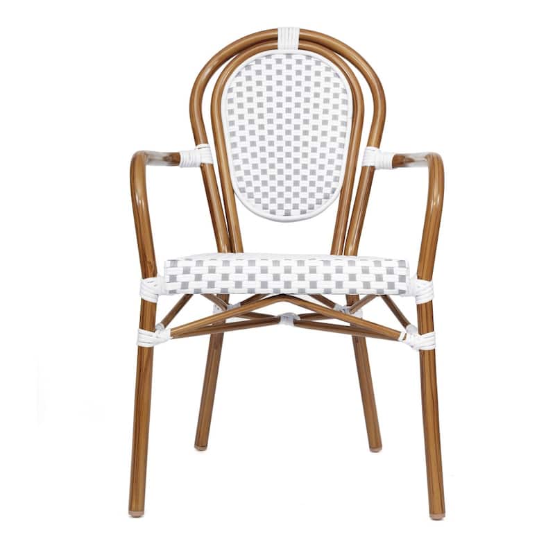 4 Pack All-Weather Commercial Paris Chairs with Arms and metal Frames