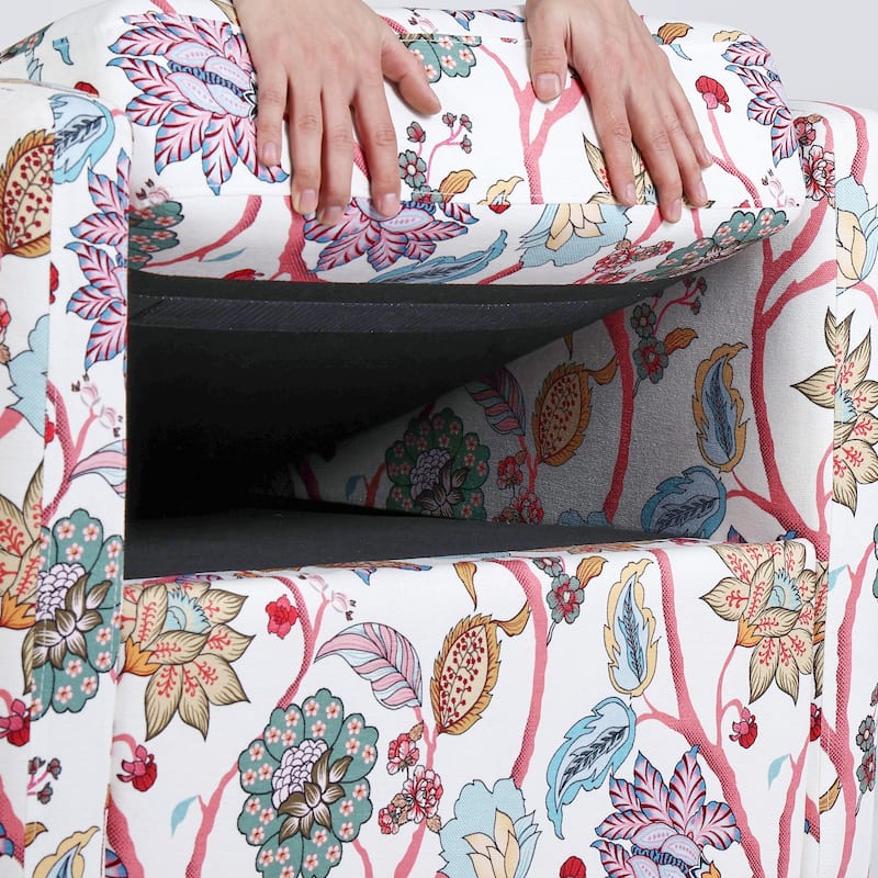 Pattern Swivel Armchair Linen Upholstered Accent Chair