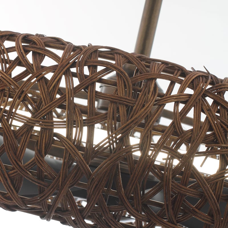 Ceiling Fan 35" Perimost 3-Blade Farmhouse Rattan LED