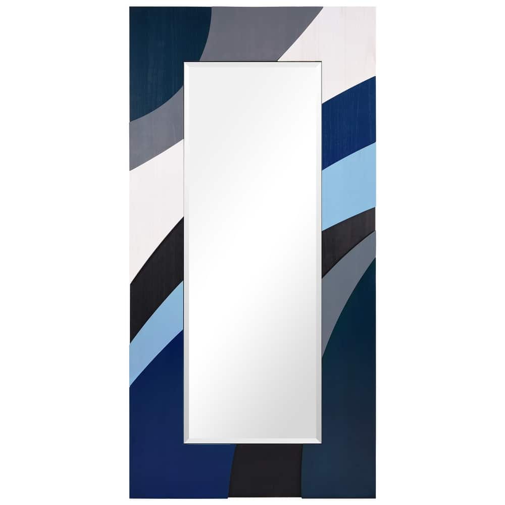 Geometric Blocks Hand Made Solid Paulownia Wood Beveled Leaner Mirror