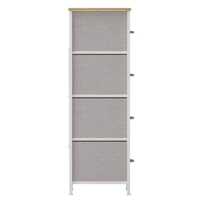 4 Drawer Vertical Storage Dresser-Wood Top & Fabric Pull Drawers