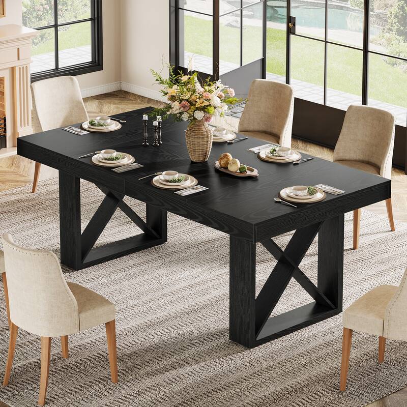 63-Inch Rectangle Dining Table, Farmhouse Kitchen Table for Home