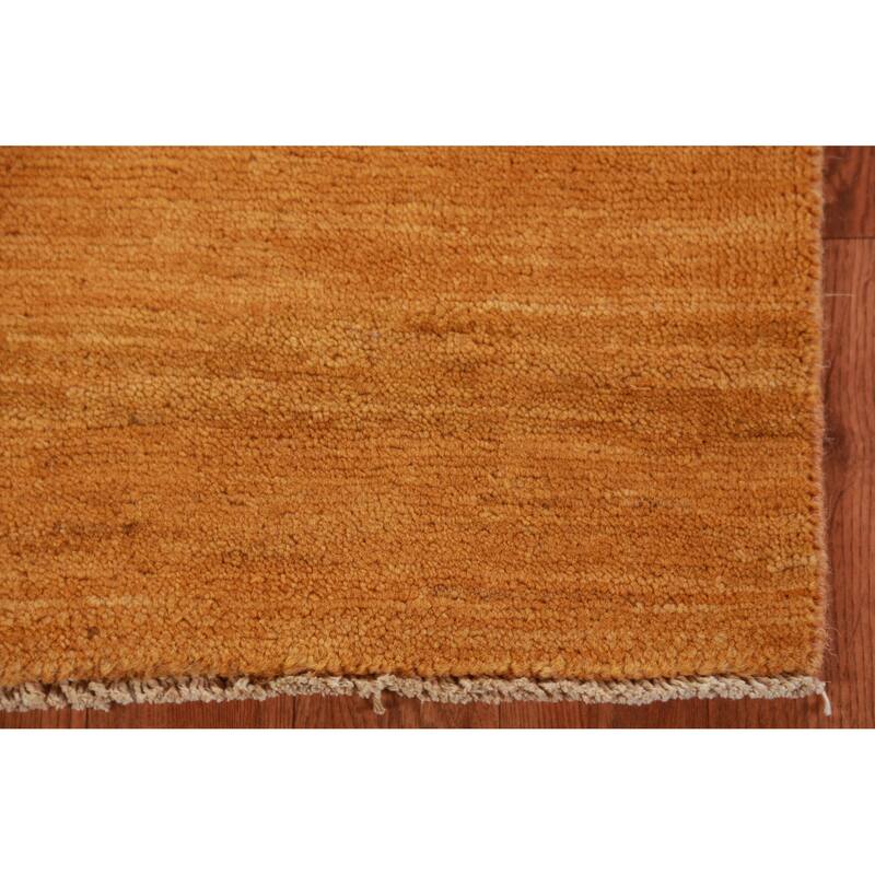 Yellow Gold Modern Gabbeh Oriental Rug Hand-Knotted Wool Carpet - 3'5" x 4'10"