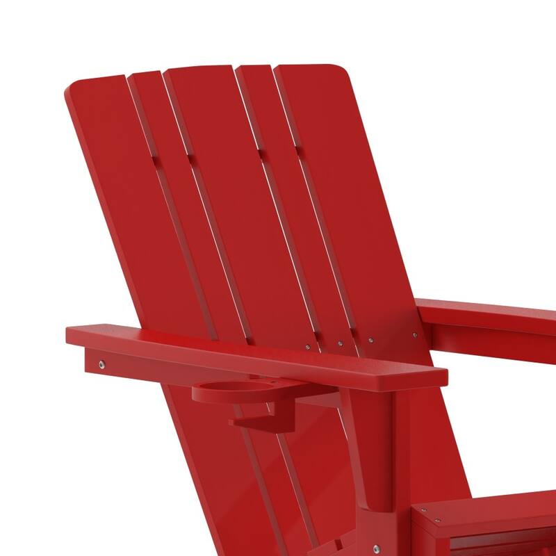 All-Weather Rocking Adirondack Chair with Swiveling Cupholder