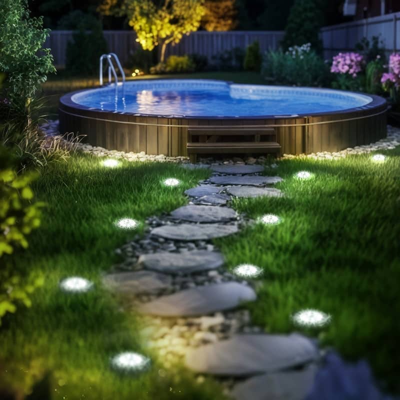 FKHouse Cool White 8 LED Solar Outdoor Waterproof In-Ground Path Lights - 6