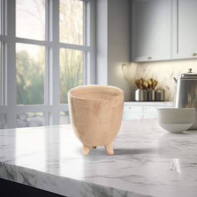 Abstract-Style Footed Pot Standing Planter - 8.25" - Beige - Medium