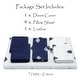 preview thumbnail 3 of 4, Chanasya 6-Piece Navy White Embroidered Duvet Cover Set