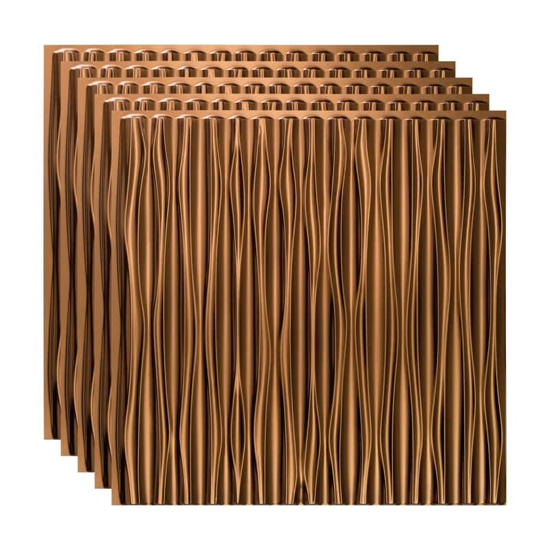 FASÄDE Dunes Vertical Decorative Vinyl 2ft x 2ft Glue Up Ceiling Panel in Oil Rubbed Bronze (5 Pack) - 5 Pack - Oil Rubbed Bronze