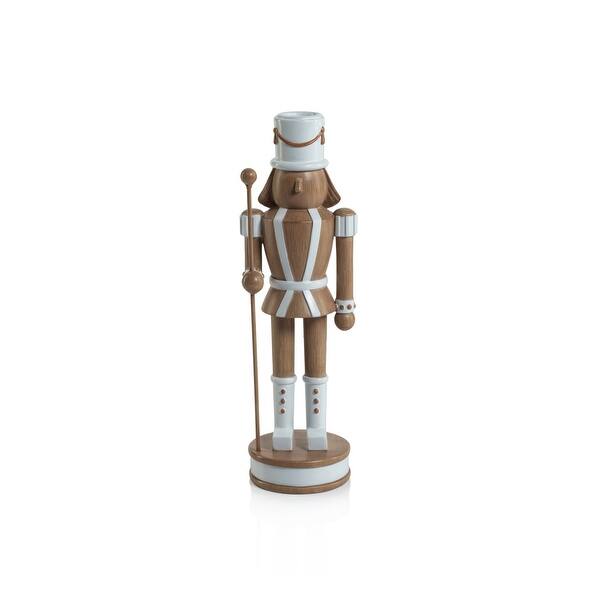 slide 2 of 4, Gelsey 9.75" Tall Nutcracker with Pole Taper Candle Holder