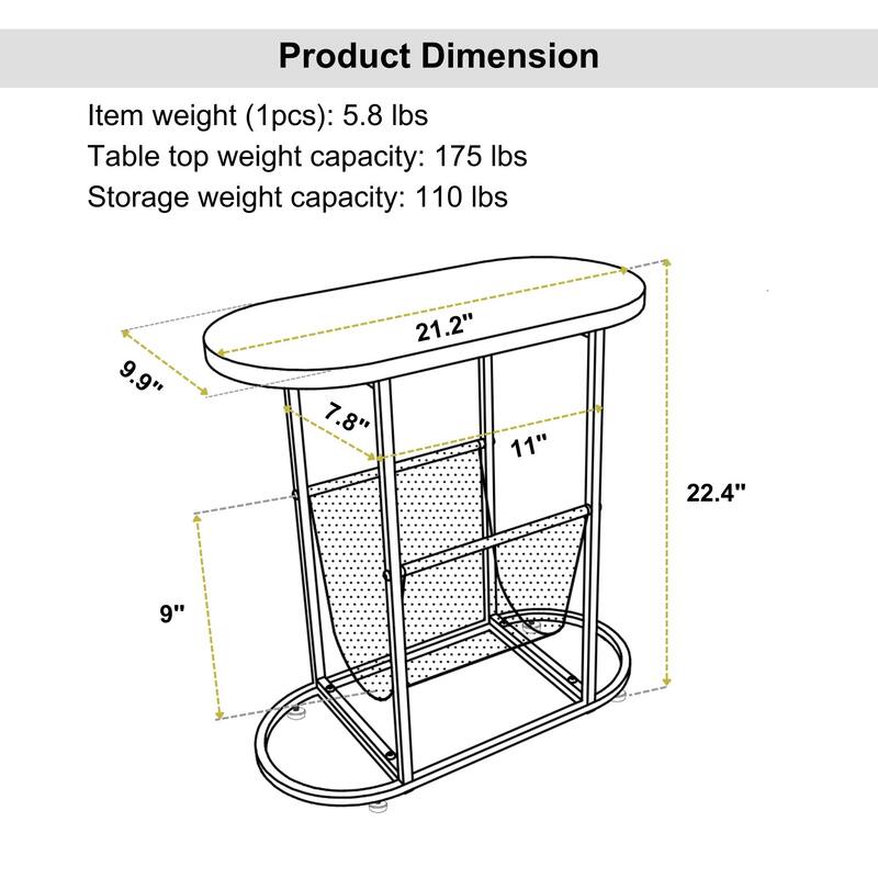 Acacia Oval Small Side Tables With Magazine Organizer Set of 2