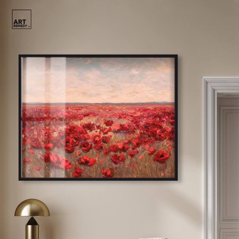 Sea of Red Poppies I Shadowbox by Art Remedy