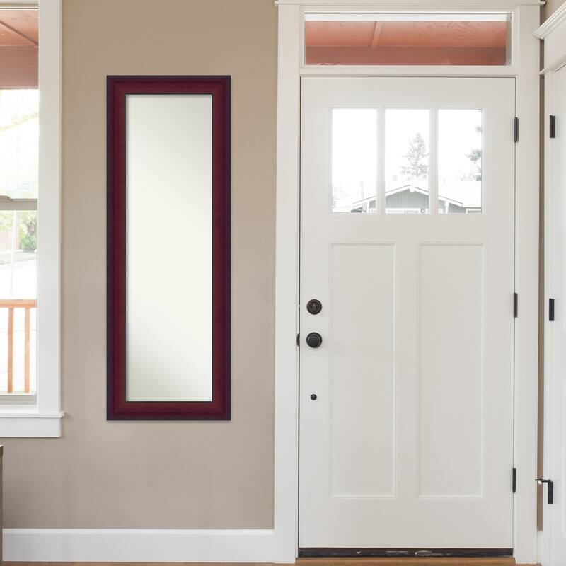 Canterbury Cherry Non-Beveled Wood Framed Full-Length On the Door Mirror - Canterbury Cherry - Glass Size 14x48