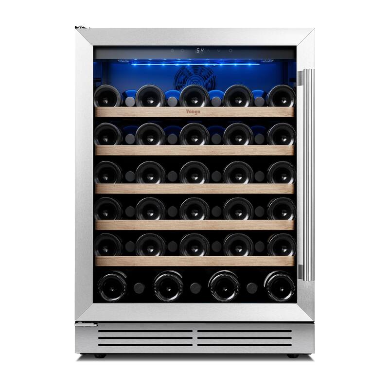 Yeego 23.4 in.52-Bottle Single Zone Wine Cooler Refrigerator Fridge with Built-In/Freestanding Design - Left Handle