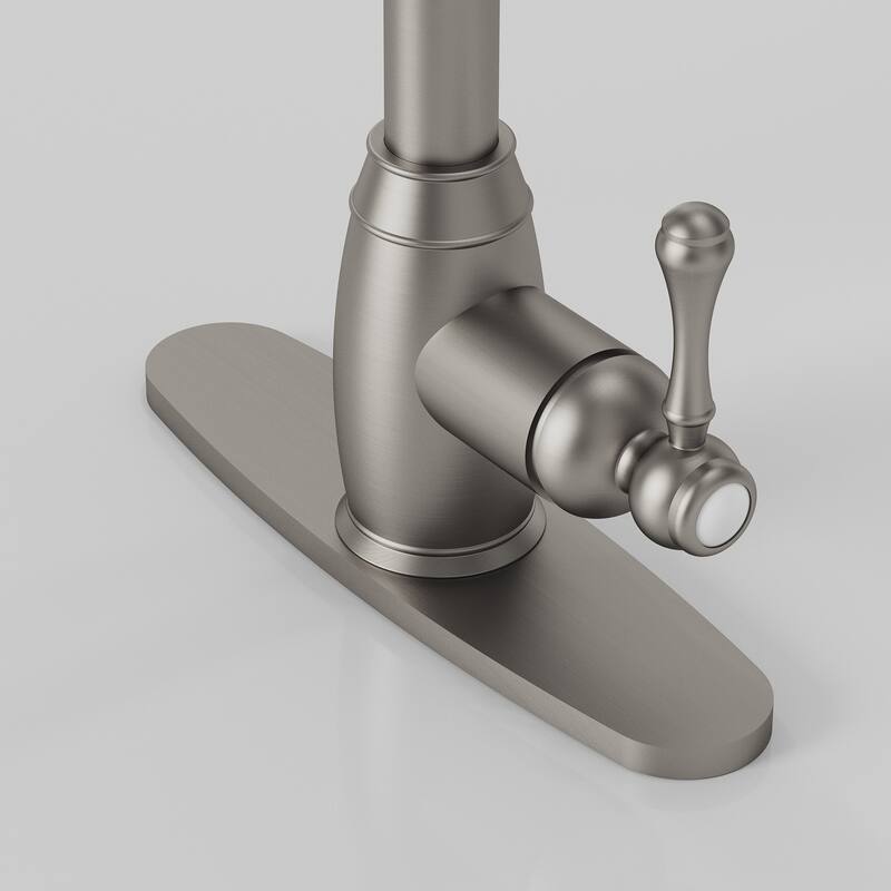 Single Handle Pull Down Sprayer Hot and Cold Kitchen Faucet 360° Spout Swivel with Deckplate