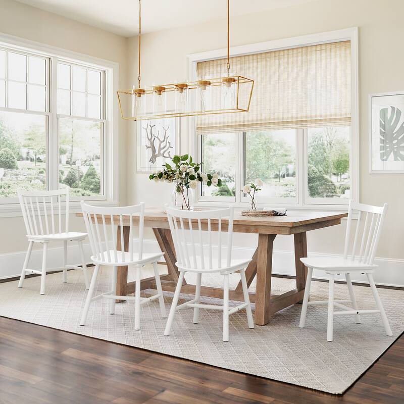 Solid Wood Spindle Dining Chairs Set of 4 - 18" H - White
