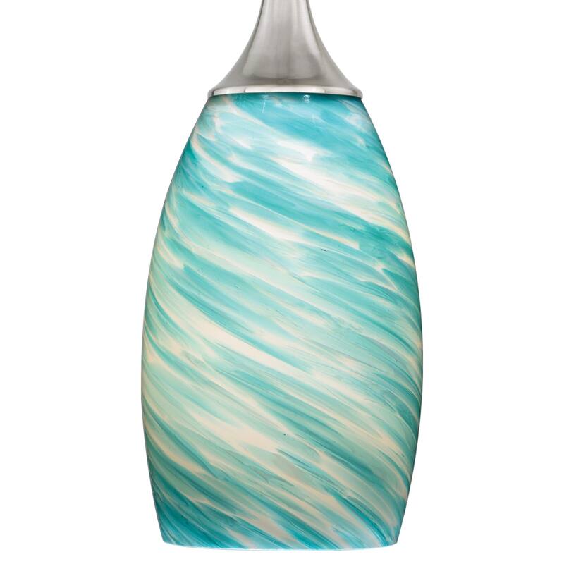 Mini Pendant Light - Blue Glass Ceiling Light - Satin Nickel Finish - Artistic Design - 144.75